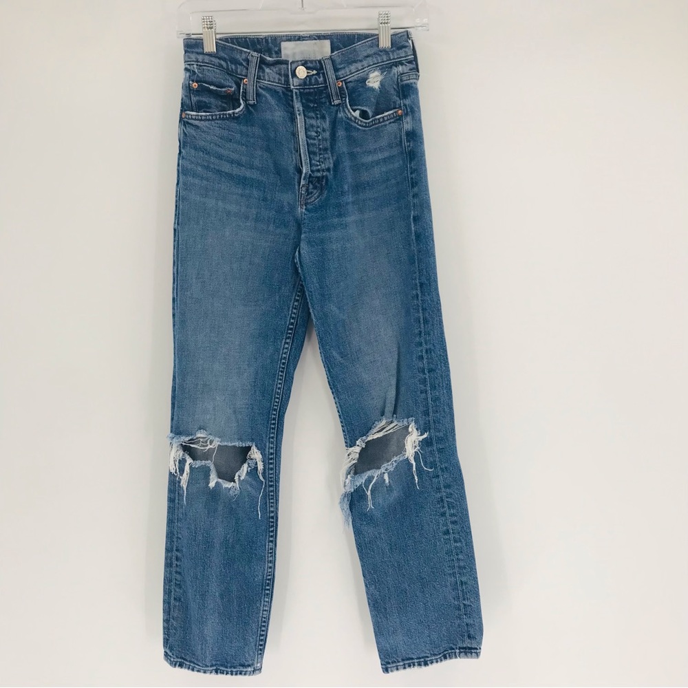 Mother Superior High Rise Straight Tomcat Jeans Playing With Scissors Size 24